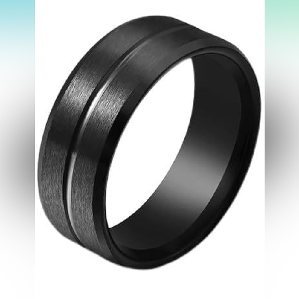 NWT Men’s Size 10.5 Tungsten Rings Wedding Band Black Center Grooved
